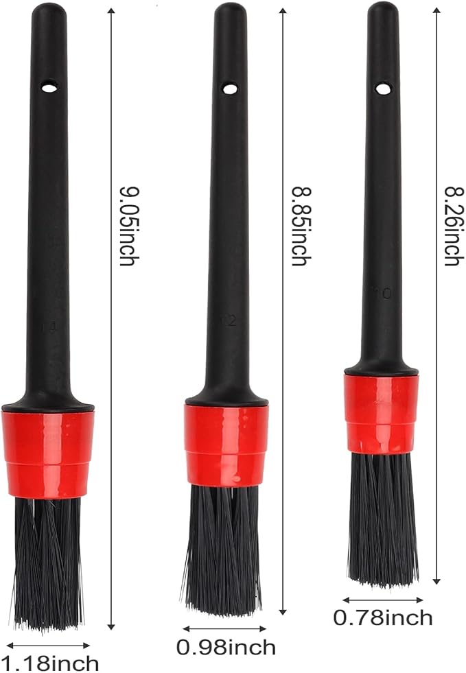 Auto Car Detailing Brush Set Car Interior Cleaning Kit Includes 3 Boar Hair Detail Brush,3 Wire Brush, 3 Air Vent Brush for Cleaning Car Interior Exterior, Dashboard Engines Leather Wheel