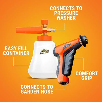 Armor All 2-in-1 Foam Cannon Kit - Car Wash & Detail Cleaning Kit for Power Washers, Garden Hoses, Foam Applicator & Adaptor, Gifts for Men, Pack of 1