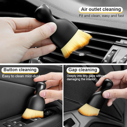 3 PCS Car Detailing Brush, Car Interior Cleaning Dust Brush, Soft Bristle Cleaning Tool Car Accessories for Dashboard, Air Vents, Computer, Keyboard (Black)