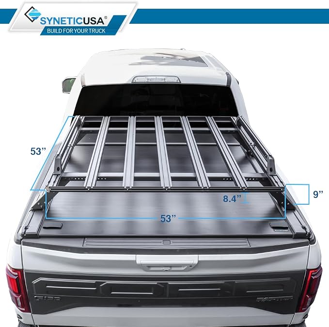 Syneticusa MR Retractable Truck Bed Cover with R2 Rack for Ford F-150 2004–2026 | 5.5' (67”) Short Bed | Aluminum Hard Retractable Tonneau Cover | One-Person Installable | Waterproof, Low-Profile