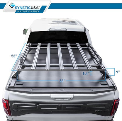 Syneticusa MR Retractable Truck Bed Cover with R2 Rack for Ford F-150 2004–2026 | 5.5' (67”) Short Bed | Aluminum Hard Retractable Tonneau Cover | One-Person Installable | Waterproof, Low-Profile