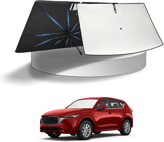 KUST Sun Shade Umbrella for 2017-2025 Mazda CX-5 CX5 CX 5 | Custom Fit Windshield Sunshade | Foldable Sunshade with Bendable Handle | Blocks Heat & UV Rays Keep Car Cool Sunshield