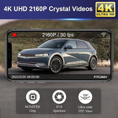 Fitcamx 4K Dash Cam Suitable for Hyundai IONIQ 5 2022-2024 (6 Vents) SE Standard Range SEL Limited, OEM Look, UHD 2160P Video, Built-in WiFi & APP, Loop Recording, G-Sensor, Plug & Play, 64GB Card