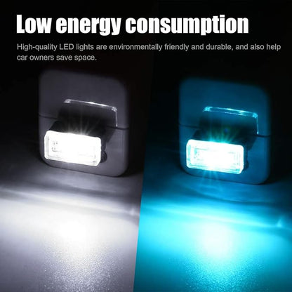 Ziciner 4 PCS USB LED Car Interior Atmosphere Lamp, Portable Mini LED Night Light, Plug-in USB Interface Trunk Ambient Lighting Kit, Universal Car Interior Accessories (White, Ice Blue)