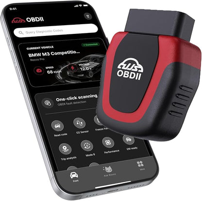 Rocco Pro OBD2 Scanner Bluetooth for iPhone & Android, No Subscription, Full System Car Diagnose with AI Repair Guide, ABS/SRS/Transmission Code Reader, Used Car Inspector, Vehicles 1996+
