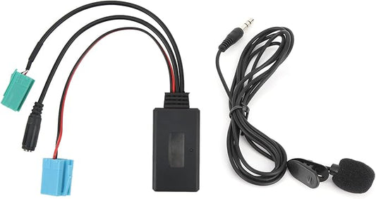 Bluetooth Audio Adapter,DC12V 6Pin Bluetooth Audio Cable Car Stereo AUX-in Adapter with Microphone ABS Fit for Clio/Espace/Megane