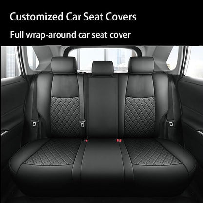 Custom Fit RAV4 Hybrid Car Seat Covers for Select Toyota RAV4 Hybrid (Not for 2019-2025 Hybrid/Prime SE,XSE) 2019 2020 2021 2022 2023 2024 2025 - Full Set,Leather (Black Check)