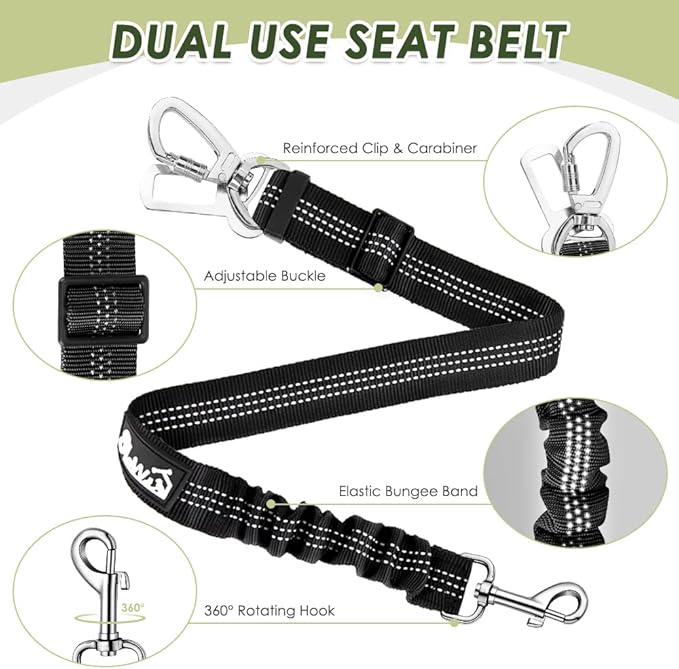 Lukovee Dog Car Harness Seat Belt, Adjustable Mesh Breathable Vest with Elastic Bungee Tether, Soft Padded 2-in-1 Safety Car Harness Seatbelt for Small Medium Large Dogs (Camouflage,XS)