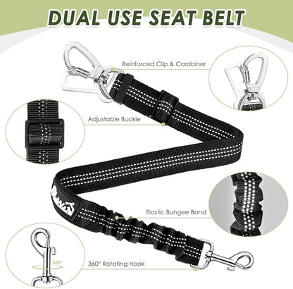 Lukovee Dog Car Harness Seat Belt, Adjustable Mesh Breathable Vest with Elastic Bungee Tether, Soft Padded 2-in-1 Safety Car Harness Seatbelt for Small Medium Large Dogs (Camouflage,XS)