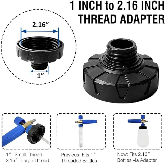 ESP Foam Cannon Adapter Converter 1 inch to 2.16inch, Leak-Proof Threaded Universal Connector, Anti-Slip for Most Foam Bottles & Nozzles