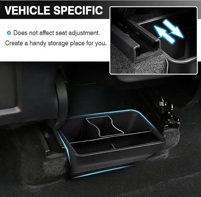 Karltys Rear Center Console Organizer for Tesla Model Y 2020-2024 2025 Accessories 2nd Row Back Seat Storage Box Under Seat Rear Middle Air Outlet Trash Can Container Bin ABS Black(Not for Juniper)