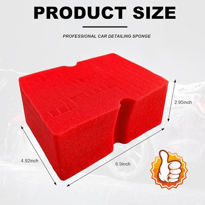Car Wash Sponge, Large Scratch-Free Cross Cut Sponge for Soap and Rinseless Washing, Durable Ultra Soft Foam Grid Extra Absorbent Car Cleaning Sponge Pad, Car Accessories (Red)