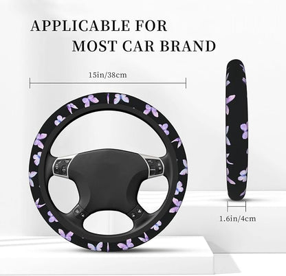 Purple Butterfly Car Steering Wheel Cover Non-Slip