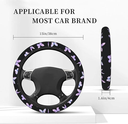 Purple Butterfly Car Steering Wheel Cover Non-Slip