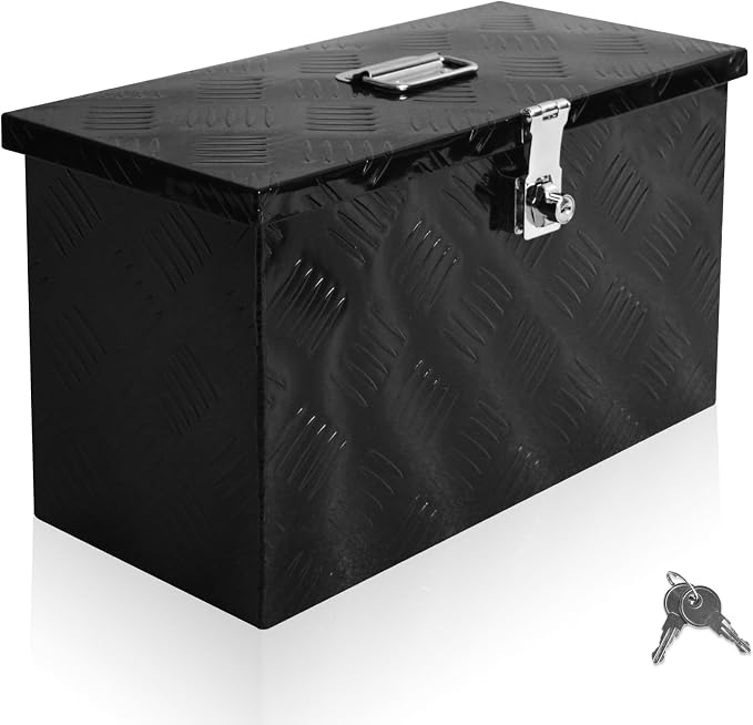 16 Inch Aluminum Truck Tool Box Heavy Duty Pickup Small Truck Bed Toolbox Trailer tongue Boxes Storage Tool Organizer with Top Handle Lock and Keys Suitable for Truck Trailer Pickup RV