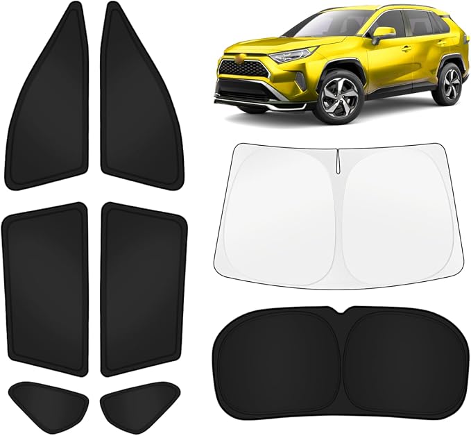 KUST Car Window Shades for Toyota RAV4 2019-2025 Windshield Sun Shade Side Window Cover UV Block Privacy Protection Rav 4 Accessories for Camping Blackout Rear Back Full Set 8PCS
