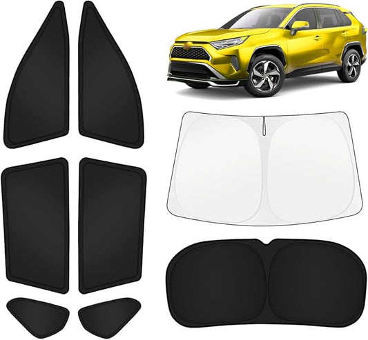 KUST Car Window Shades for Toyota RAV4 2019-2025 Windshield Sun Shade Side Window Cover UV Block Privacy Protection Rav 4 Accessories for Camping Blackout Rear Back Full Set 8PCS