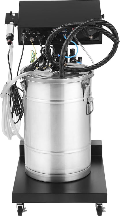 VEVOR Powder Coating System, 50W 100KV Electrostatic Output Machine with 50L Powder Hopper, 450g Per Minute Kit with Spray Gun and Trolley Base, Indoor and Outdoor