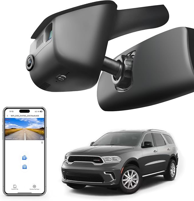 Mangoal 4K Dash Cam Custom Fit for Dodge Durango 2016 2017 2018 2019 2020 2021 2022 2023 2024 2025 2026 (Model B), GT R/T SRT SXT,Integrated OEM Look, UHD 2160P, WiFi & App, GPS, 64GB Card