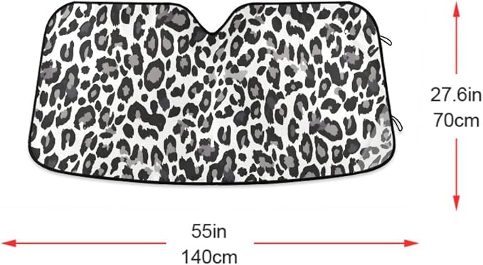 Black White Leopard Windshield Sun Shade Blocks UV Rays Visor Protector Accordion Folding Sun Reflector Auto Sunshade for Car Truck SUV to Keep Your Vehicle Cool