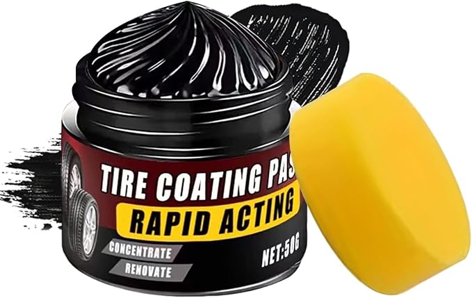 Tire Coating Paste,50g Quick Coating Paste Wax with Sponge,Wheel Trim Restorer Wax | for Indoor Outdoor Garage Cars Wheel Automotive Polishing Women Men