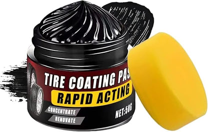 Tire Coating Paste,50g Quick Coating Paste Wax with Sponge,Wheel Trim Restorer Wax | for Indoor Outdoor Garage Cars Wheel Automotive Polishing Women Men