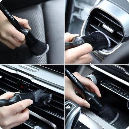 MVEQRRN 5pcs Car Detailing Brush Set, Boar Hair Car Detailing Brushes, Ultra Soft Scratch-Free Car Interior Detail Brush for Leather Seats,Detail Brushes Car Detailing for Interior Exterior.