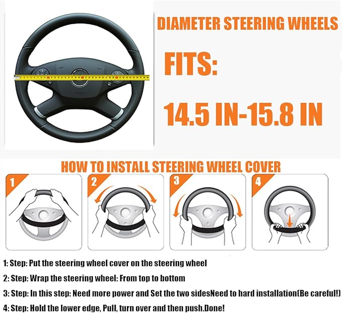 BESULEN Car Steering Wheel Cover, Soft Leather Steering Wheel Protector, Universal Non-Slip Steering Wheel Covers, Comfortable Grip Sweat-Absorbent, Automotive Interior Accessories