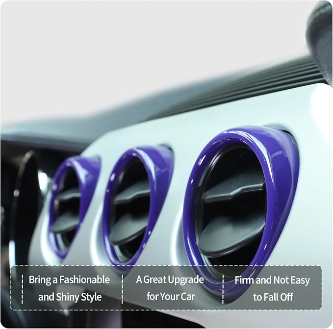 RT-TCZ Center Console Air Conditioner Outlet Vent Trim Cover Ring Interior Accessories for Ford Mustang 2015-2022,3PCS (Purple)