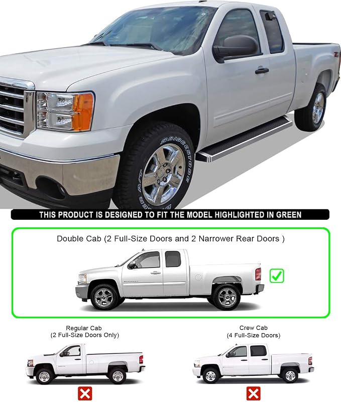 APS (Silver Running Board Style) Running Boards Nerf Bars Side Steps Compatible with Chevy Silverado GMC Sierra 1500 2500 1999-2006 Extended Cab & 2500 HD 3500 & 07 Classic 01-06