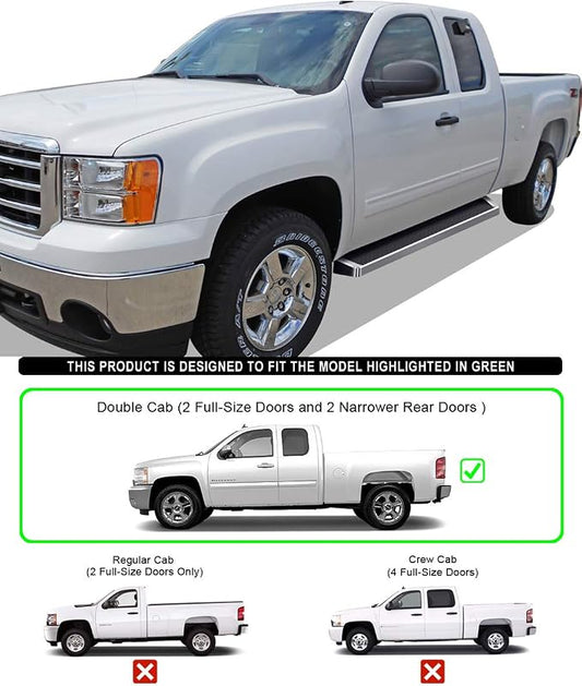 APS (Silver Running Board Style) Running Boards Nerf Bars Side Steps Compatible with Chevy Silverado GMC Sierra 1500 2500 1999-2006 Extended Cab & 2500 HD 3500 & 07 Classic 01-06
