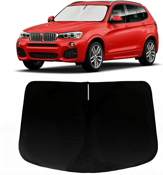 Windshield Sun Shade for BMW X3 2011-2017, Car Front Window Sunshade with 240T Sun Visor Protector Blocks UV Rays Heat Sun Shield Accessories