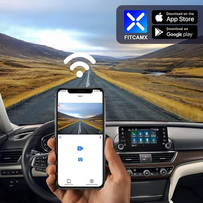 Fitcamx Front 2K+Rear 1080P Dash Cam Adapts for Honda Accord 2018-2022 Hybrid (Model A), Integrated OEM Look, Dual HD Video, WiFi & APP, Loop Recording, Gravity Sensor, Easy to Set, 64GB Card