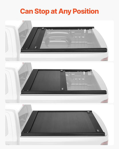 VEVOR Retractable Tonneau Cover, 5.5 ft Hard Retractable Tonneau Cover with Built-in Drainage Pipe for 2009-2024 Ford F-150 Crew Cab, Customized Design with Double-Lock & T-Slot