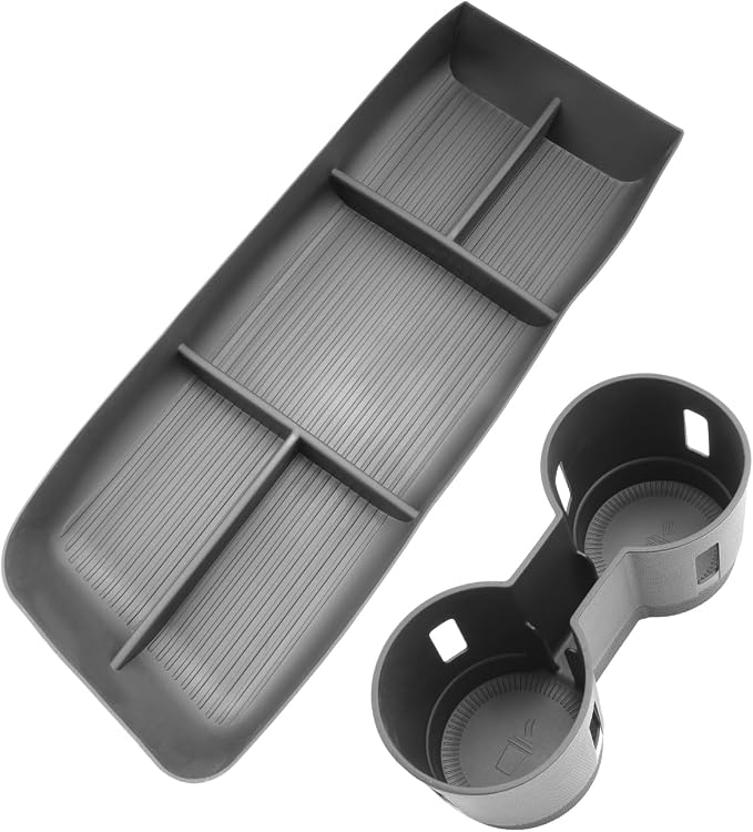 SHAOHAO 2 Pcs for 2025 2026 Cadillac Lyriq Under Console Organizer for 2023 2024 2025 2026 Cadillac Lyriq Accessories (Sport/Tech/Luxury) Lower Organizer & Cup Holder Space Expand Tray Easy Removal