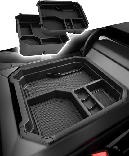 CDEFG Double Layers for 2024 2025 Tesla Cybertruck Center Console Organizer Tray for Cyber Truck 2024 2025 Accessories Armrest Storage Box Insert Tray for Cybertruck Arm Rest Middle Organizer