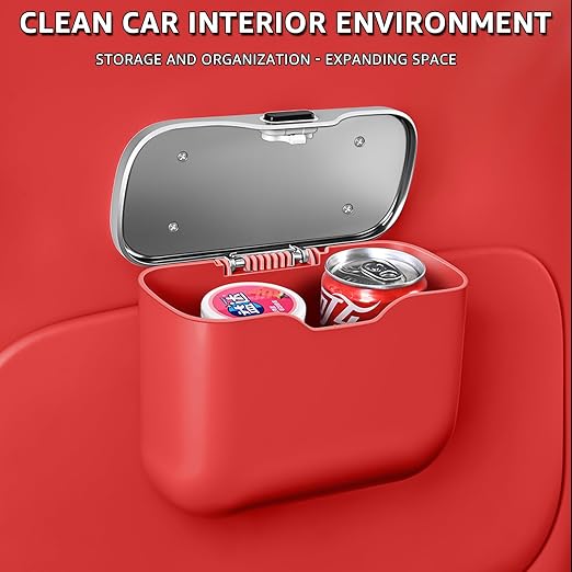 HOLDCY Car Trash Can, Waterproof Multi‑Functional Auto Trash Bin for Door/Console/Seat Back, Universal Vehicle Garbage Can for Car/Truck/SUV Drivers (Red)