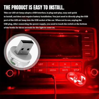 USB LED Car Interior Atmosphere Light, Car USB Night Light, Plug-in Auto Ambient Lighting Retro Lamps, Touch Adjustment LED Automotive Night Lamp Auto Accessories for bedrooms Camping (Red)