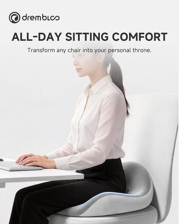 Extra Large Seat Cushion, Premium Memory Foam Office Chair Cushions for Long Sitting Sciatica & Tailbone & Back Pain Relief, Ergonomic Pressure Relief Seat Cushions for Car, Desk Chair