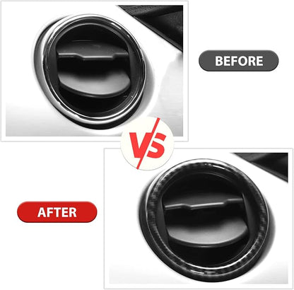 RT-TCZ Center Console Air Conditioner Outlet Vent Trim Cover Ring Interior Accessories for Ford Mustang 2015-2022,3PCS (Carbon Fiber Grain)