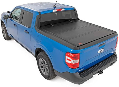Rough Country Hard Tri-Fold Truck Bed Tonneau Cover for Ford Maverick (2022-2025) - Aluminum Flip-Up Folding Bed Cover, Fits 4'6 (54.4") Bed