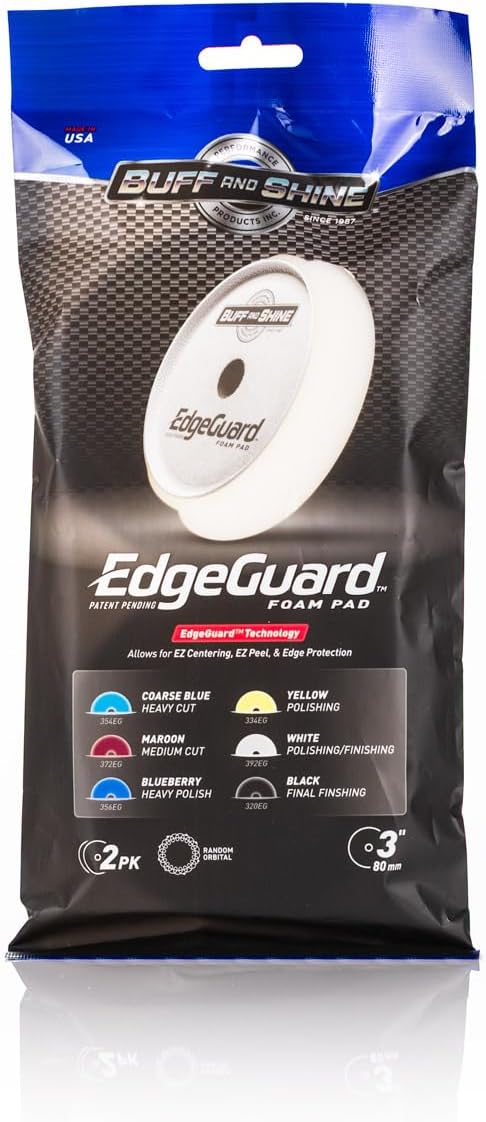 Buff and Shine - EdgeGuard Foam Buffing Pads - White - 3" Polishing and Finishing Pad - Pack of 2
