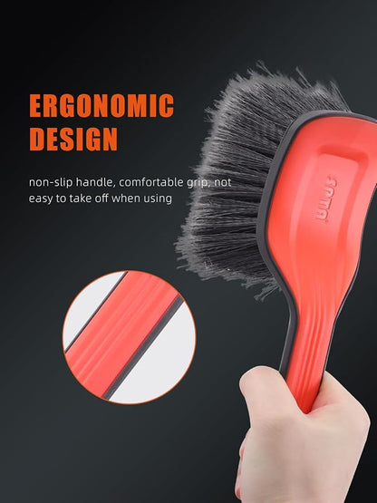 Wheel Face Brush,2Pcs Wheel Brush, Carpet Cleaning Brush,Stiff Synthetic Bristles,Ergonomic Design Handle, Scrub Brush for Floor Mats,Car Wheel Hub Cleaning,Car Interior,Home Soft Flagged-Tip Bristles