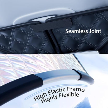 Car Windshield Sunshield, Accordion Foldable Front Windshield Sunshade UV Protection Auto Sunshade Rainbow Sparkle Layer Diamond Pattern Thermal Reflector (S)