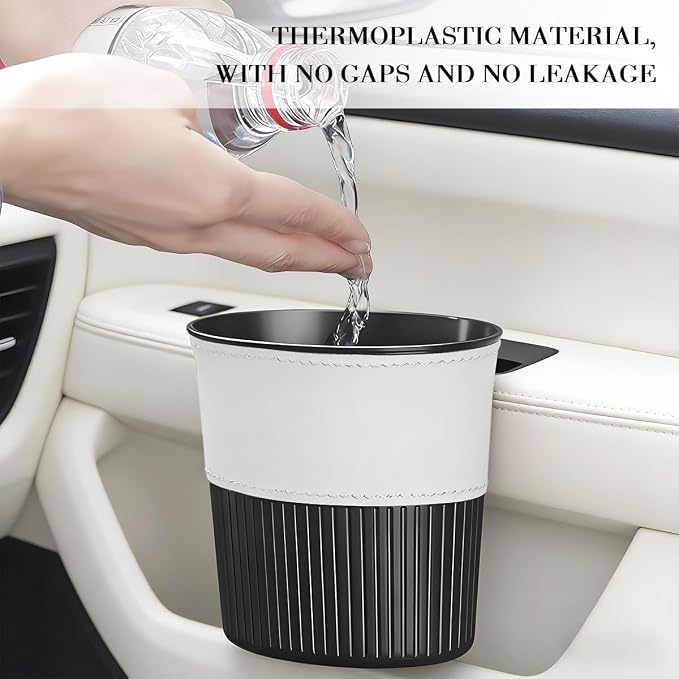 Zpana Car Trash Can, Portable Mini Vehicle Cup Holder Hanging Garbage Container, Multifunctional Automotive Side Door Trash Organizer Can Accessories, Universal for SUV, Sedan, Truck (White)