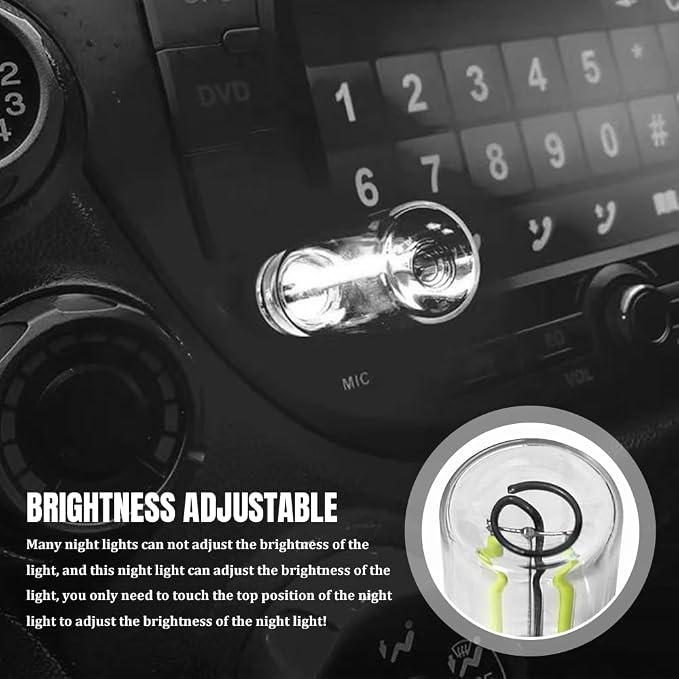 USB LED Car Interior Atmosphere Light, Car USB Night Light, Plug-in Auto Ambient Lighting Retro Lamps, Touch Adjustment LED Automotive Night Lamp Auto Accessories for bedrooms Camping (White)