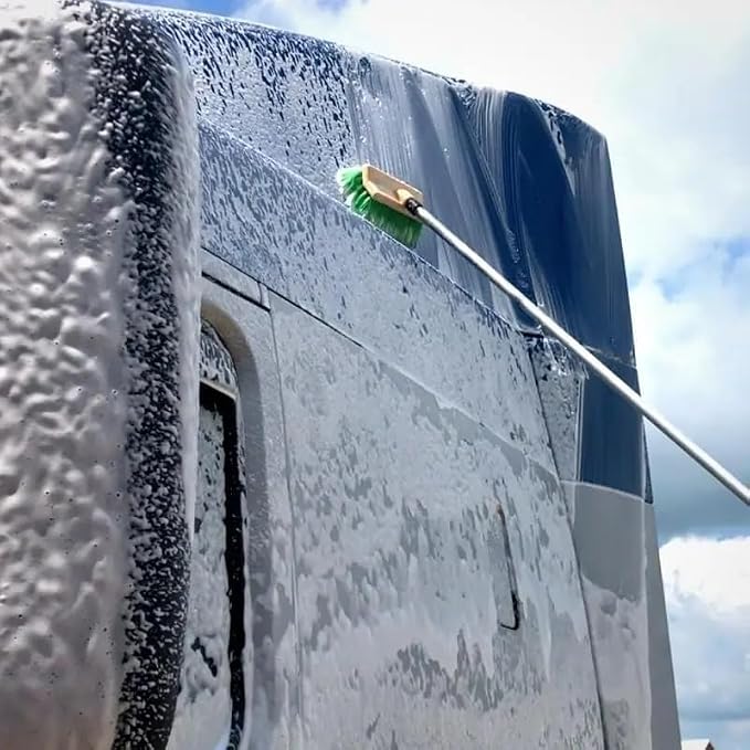MICRO TEC 10" Truck Wash Brush Head - Soft Bristle Car Wash Brush, RV Boat Cleaning Brush, Bi-Level Auto Detailing Brush, Chemical Resistant Vehicle Wash Brush Head, Green - Pack of 1