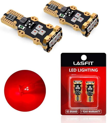 LASFIT 921 LED Bulb Third Brake Center High Mount Stop Light, 912 T15 Red Canbus Error Free 906 904 W16W LED Bulb 3rd Brake Lights For Cars Truck Three Times Brightness, Pack of 2