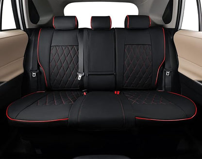 EKR Corolla Seat Covers Custom Fit for Toyota Corolla 2020 2021 2022 2023 2024 2025 2026 SE &2023-2025 XSE &2025 FX,Leather Car Seat Covers Full Set-Faux Leather(Black with Red Trim)