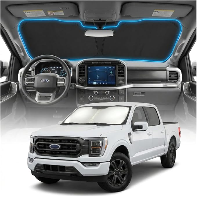 for Ford F150 Sun Shade Windshield Cover - Custom Fit F150 Accessories 2015-2025 2026 Sunshade Foldable UV Protection & Heat Shield Sun Visor Accessories